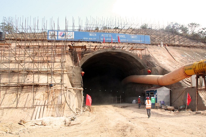 Entrance to one of the two main access tunnels running 1.3km underground. 