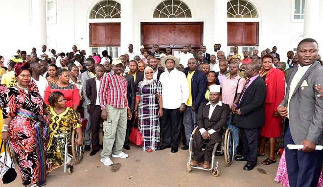 Museveni meets KCCA councillors at State House Entebbe yesterday. PHOTOS PPU