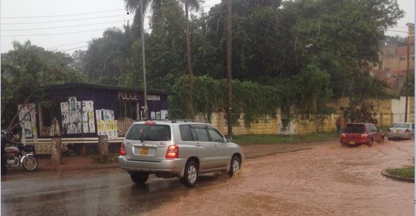 A flooded section on a road in Kampala. PHOTOS VIA @primagaba