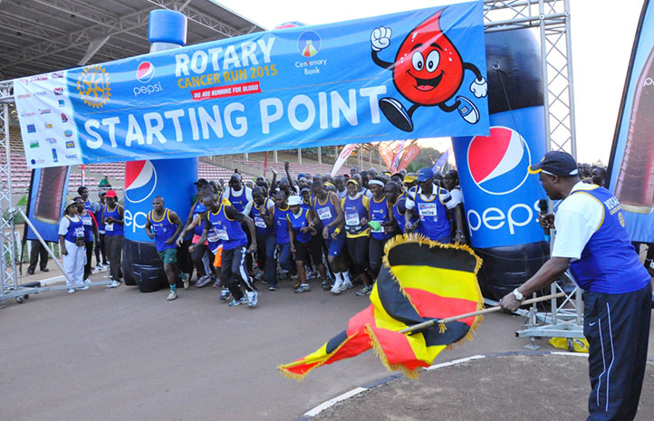 A recent cancer run organised by the Rotary Club to raise funds for a cancer unit at Nsambya