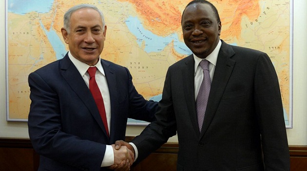 Uhuru Kenyatta and Netanyahu during the Kenyan president's visit to Israel last month.