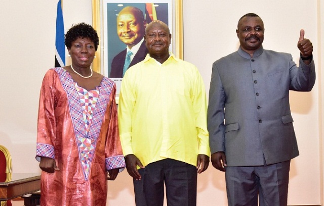 Kadaga, Museveni and Oulanya agreed to a "no change" agenda in parliament. PHOTO BY PPU