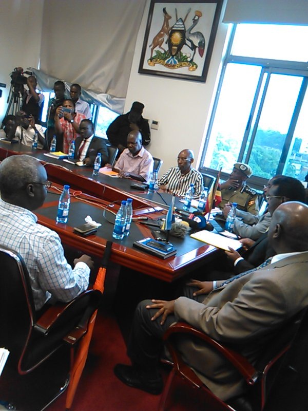 The press conference called by minister Muhwezi. PHOTO via @pkwesiga 