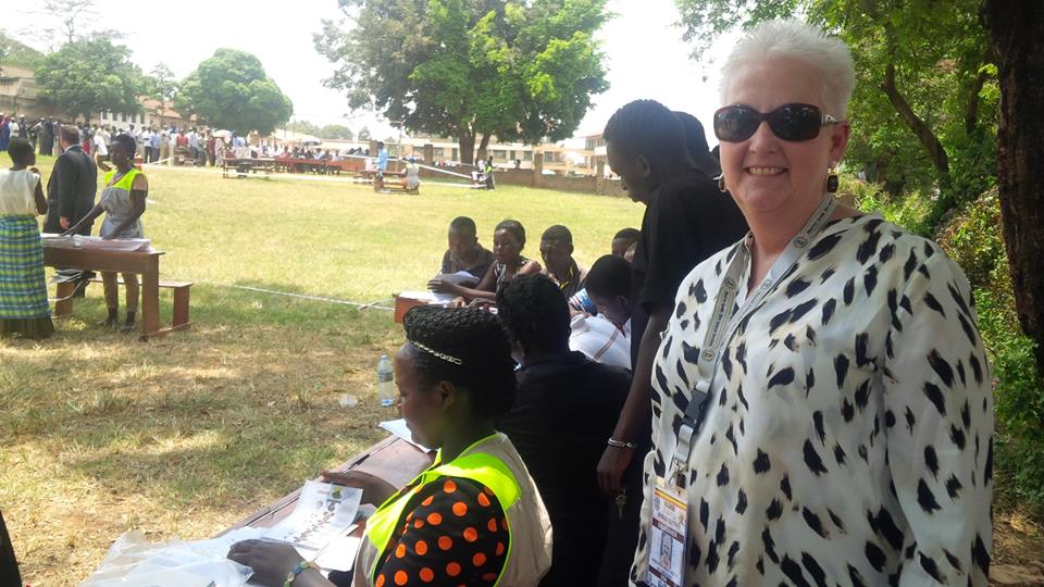 Malac visits a polling station during the recent Uganda elections