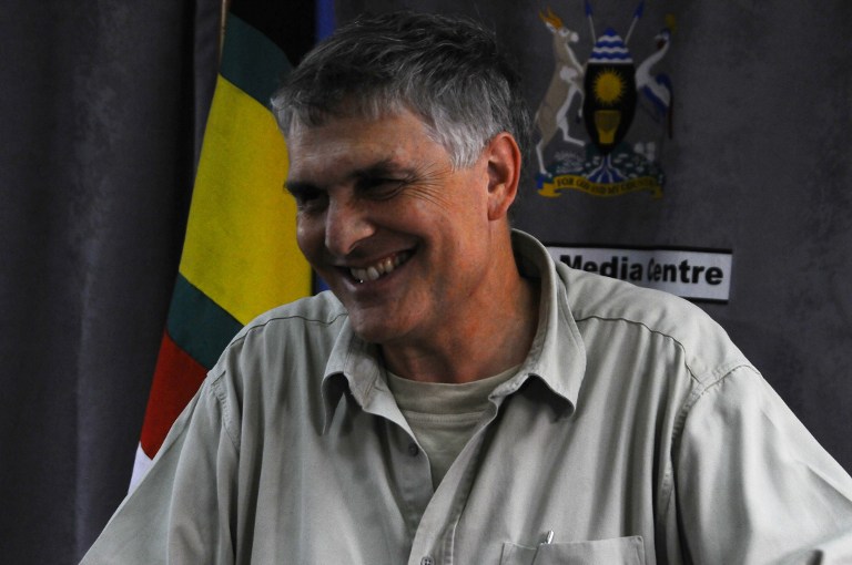 A picture taken on June 14, 2016 shows Amir Ofer, one of the former Israeli Commandos, speaking during a press conference about Entebbe hostages in Uganda, ahead of the 40th anniversary of the rescue operation. Skimming above the choppy waves through the dark, the four planes swooped in low over Lake Victoria, packed with over 200 elite Israeli commandos on a daring raid to free hijacked hostages -- the July 4, 1976 operation at Uganda's Entebbe airport that has gone down in special forces legend. / AFP PHOTO / RONALD KABUUBI