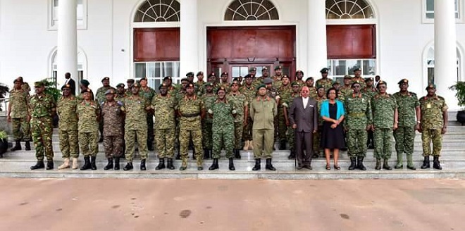 The UPDF High Command after a recent meeting. A decision taken to get our of CAR.