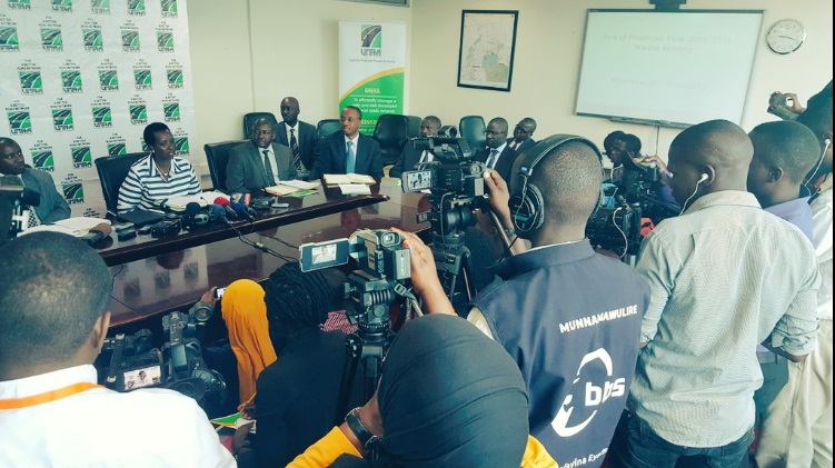 Kagina talks to the press Thursday in Kampala. PHOTO UNRA