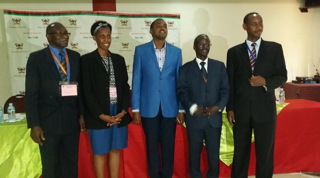 The dean of the school of languages, literature and communication Dr.Aaron Musanganya, the heaf of journalism and communication department at Makerere university Dr.William Tayeebwa, Frank Tumwebaze, the head of Mass communication department, Uganda Christian University Mukono.