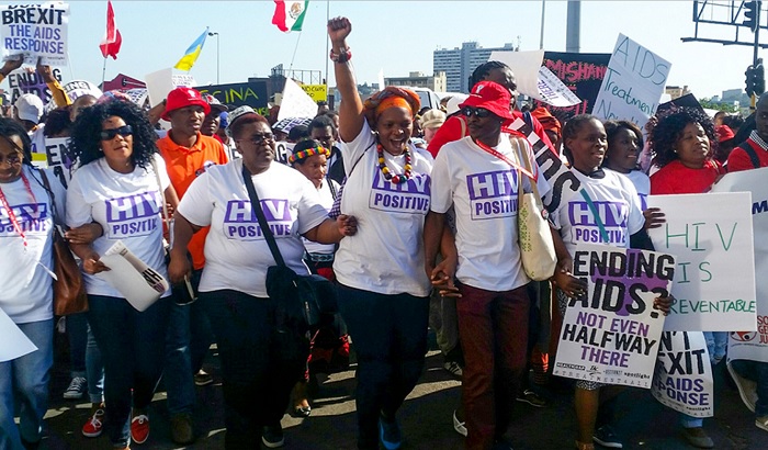 Demonstrators at this year's AIDS conference in Durban. World leaders meet this weekend to raise more anti-AIDS money.