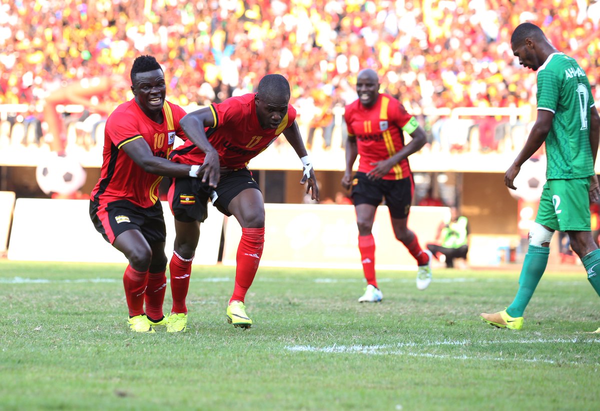 Miya celebrates his goal that brought Ugandans unprecedented joy. PHOTOS COURTESY OF KCCA AND FUFA