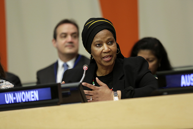 UN Women Executive Director Phumzile Mlambo-Ngcuka speaks at the launch of the "Making Every Woman and Girl Count" initiative. Photo: UN Women