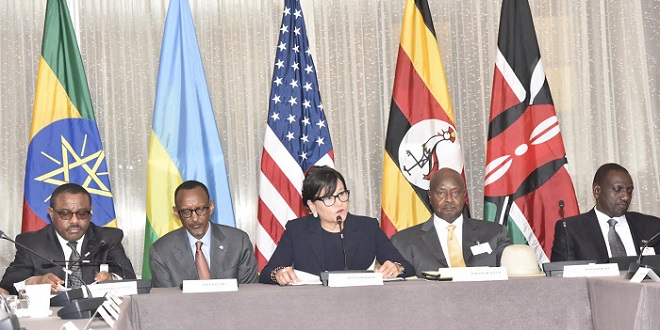 US Secretary of Commerce Penny Pritzker addresses East African leaders. PHOTO PPU