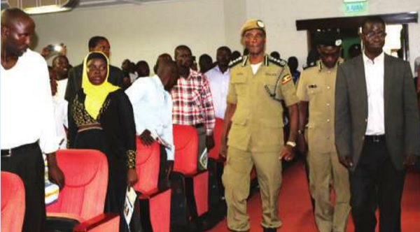 IGP Gen. Kale Kayihura arrives for the Erinayo Oryema Memorial Lecturer at Makerere University main hall on Oct. 01. Indepednent/ Patrick Kagenda