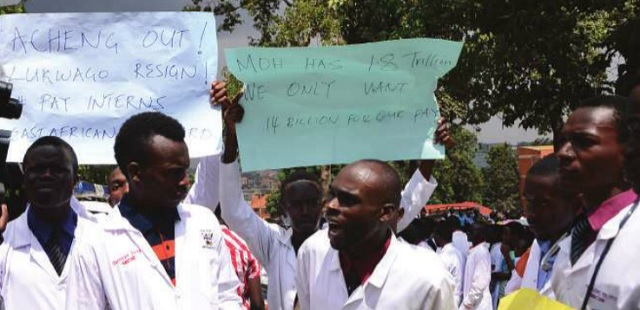 Medical Interns demonstrate. Interns have on several occasions went on strike over poor working conditions and delay in getting stipends. INDEPENDENT JIMMY/ SIYA