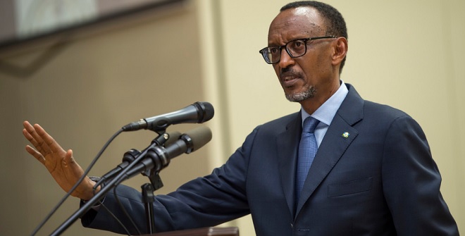 Paul Kagame speaking in Kigali today