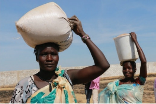 Karimojong women carrying food items