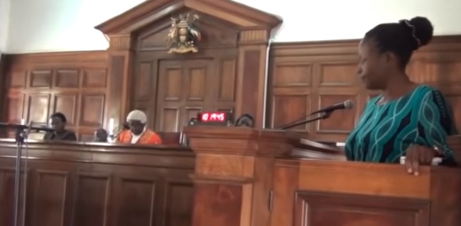 Sarah Nabikolo Sebunya testifies earlier in the case. She has today been acquitted 