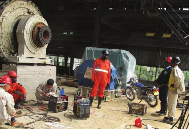 Tibet-Hima workers in a workshop at Kilembe copper mines, Kasese, western Uganda. The mining industry is in desperate need of investment. Independent/Ronald Musoke