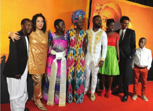 The cast of the movie 'Queen of Katwe' at the premiere at Century Cinema, Acacia Mall in Kampala. Independent /Jimmy siya