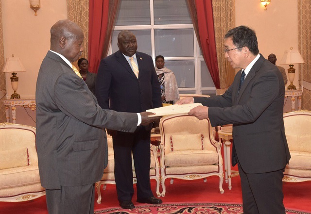 FILE PHOTO: When Japanese Amb Kazuaki Kameda presented credentials to Uganda's President Museveni