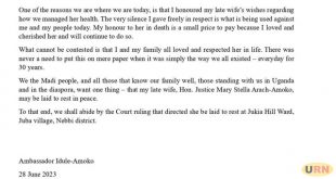 Ambassador Amoko speaks out on court ruling on Nebbi burial