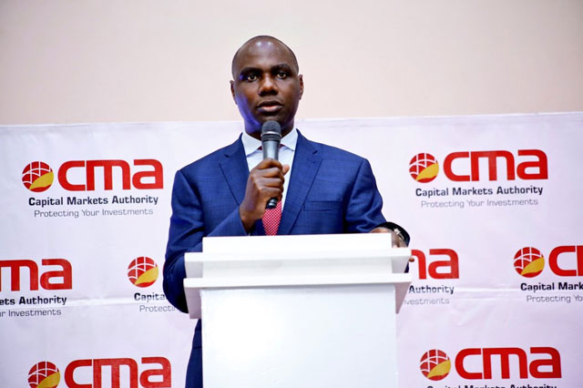 Finance State Minister Musasizi at a recent CMA event. CMA is calling for more regulations