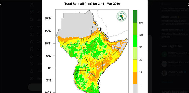 IGAD predicts heavy rainfall in Horn of Africa April to June